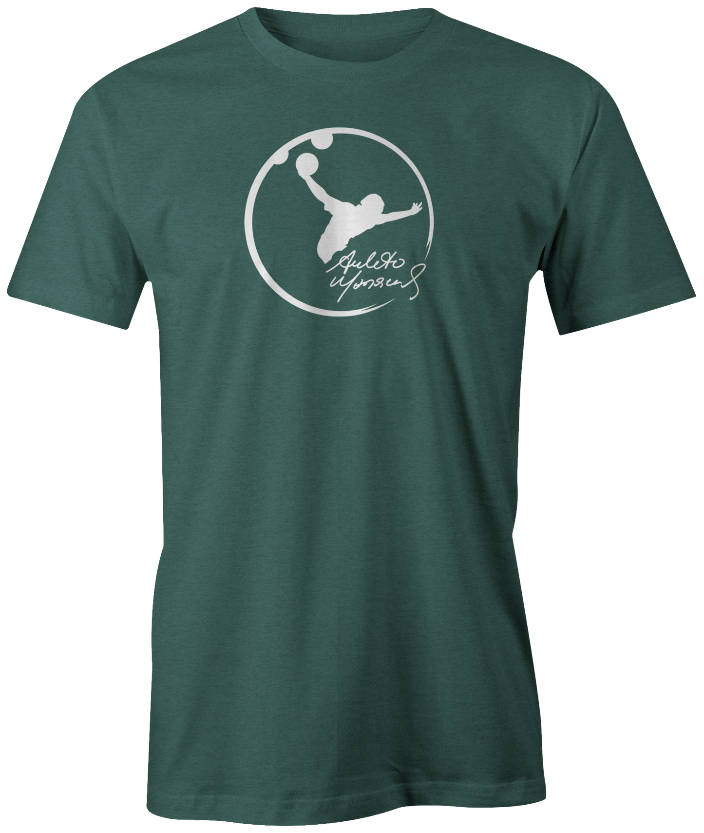 Amleto Monacelli Green tee shirt. Amleto is a Venezuelan professional bowler and a member of the Professional Bowlers Association. He has amassed 20 titles on the PBA Tour, making him one of only 17 players in history to accumulate at least 20 victories. #PBA #Bowling #PBALeague #AmletoMonacelli
