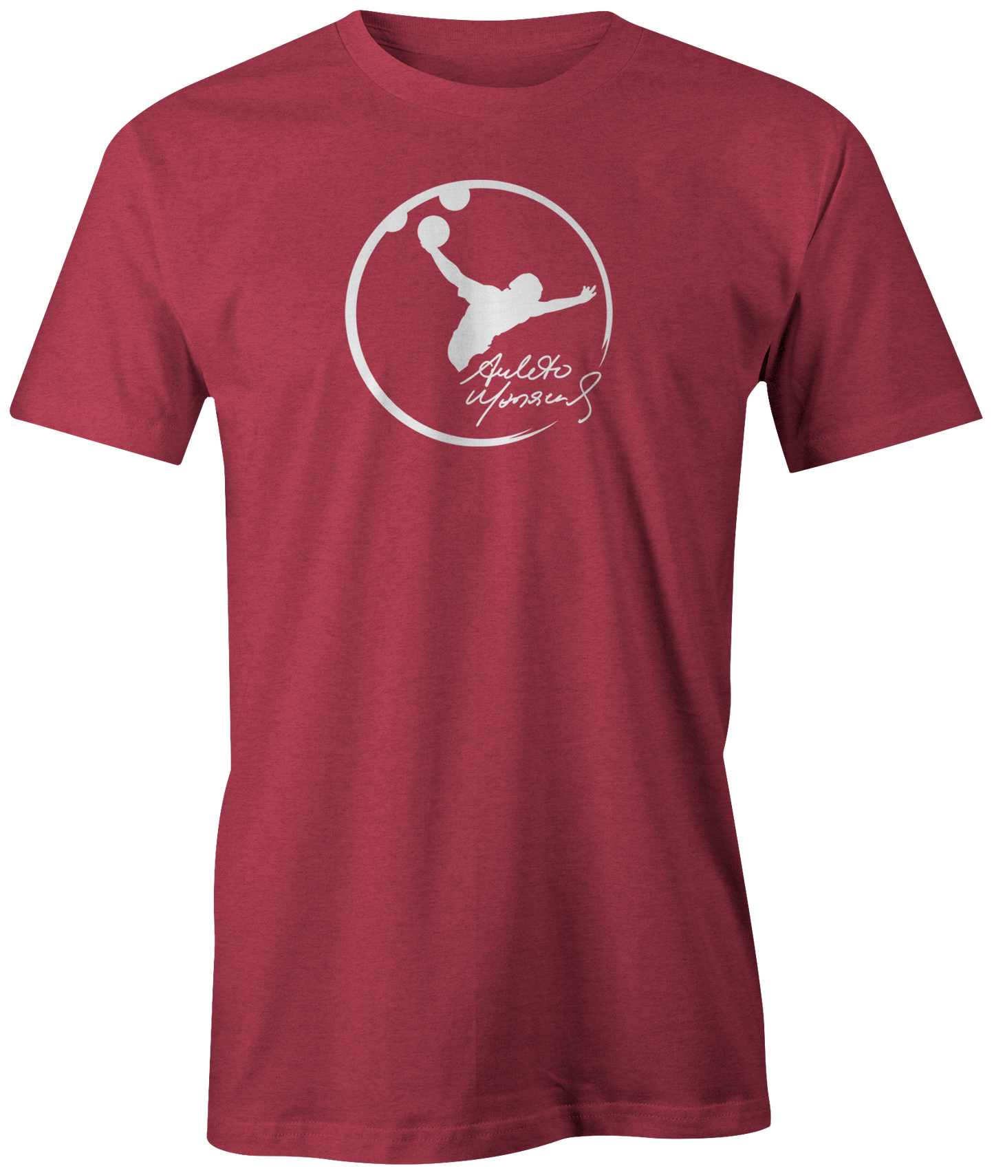 Amleto Monacelli Red tee shirt. Amleto is a Venezuelan professional bowler and a member of the Professional Bowlers Association. He has amassed 20 titles on the PBA Tour, making him one of only 17 players in history to accumulate at least 20 victories. #PBA #Bowling #PBALeague #AmletoMonacelli