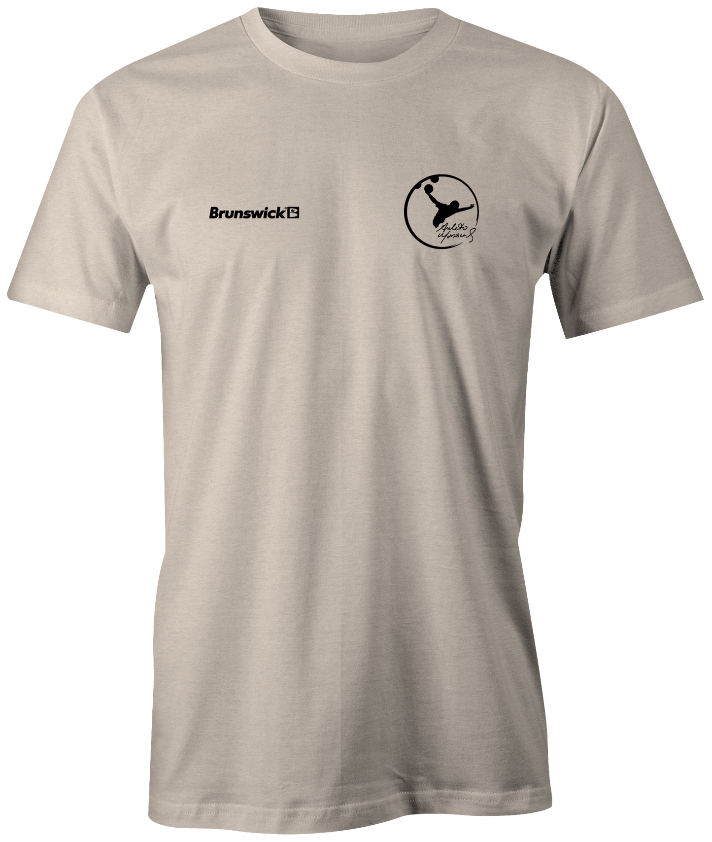 Amleto Monacelli Practice tee shirt Logo + Brunswick. Amleto is a Venezuelan professional bowler and a member of the Professional Bowlers Association. He has amassed 20 titles on the PBA Tour, making him one of only 17 players in history to accumulate at least 20 victories. #PBA #Bowling #PBALeague #AmletoMonacelli