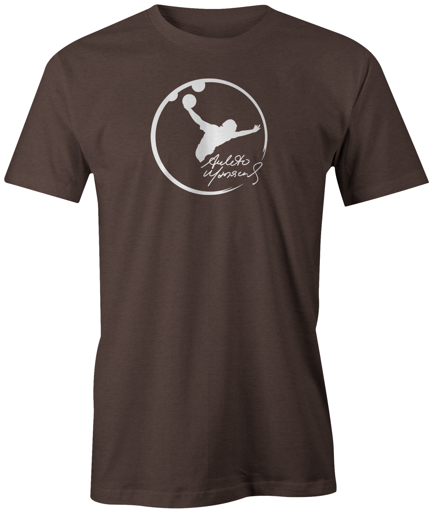 Amleto Monacelli Brown tee shirt. Amleto is a Venezuelan professional bowler and a member of the Professional Bowlers Association. He has amassed 20 titles on the PBA Tour, making him one of only 17 players in history to accumulate at least 20 victories. #PBA #Bowling #PBALeague #AmletoMonacelli 