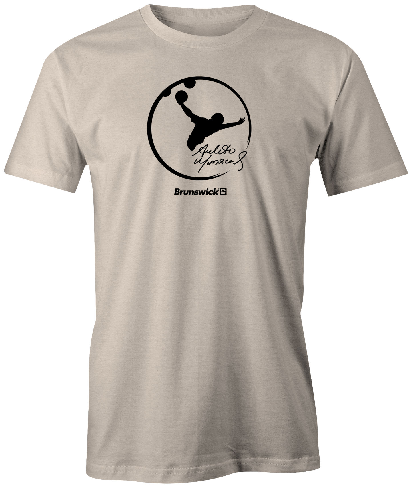 Amleto Monacelli Sand tee shirt Logo + Brunswick. Amleto is a Venezuelan professional bowler and a member of the Professional Bowlers Association. He has amassed 20 titles on the PBA Tour, making him one of only 17 players in history to accumulate at least 20 victories. #PBA #Bowling #PBALeague #AmletoMonacelli 