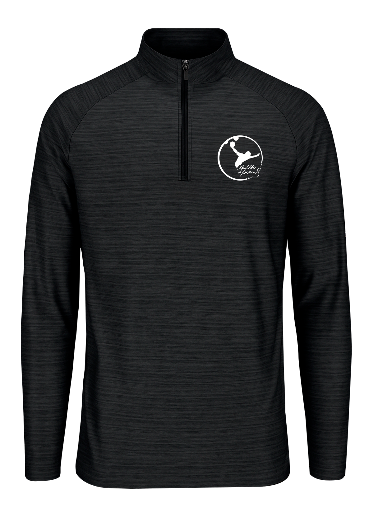 Black Quarter Zip with Amleto Monacelli's Logo on white