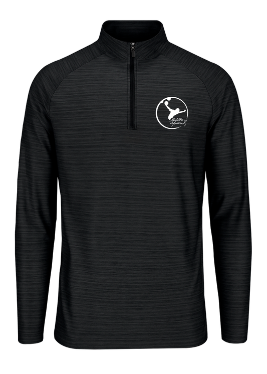 Black Quarter Zip with Amleto Monacelli's Logo on white